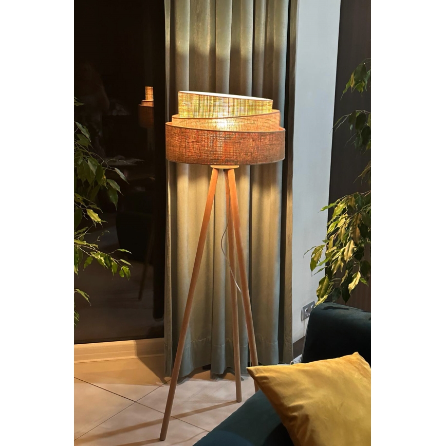 Duolla - Állólámpa YUTE TRIO 1xE27/15W/230V átm. 45 cm barna/szürke/bézs