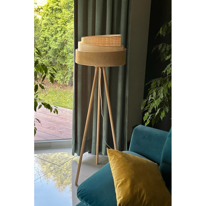 Duolla - Állólámpa YUTE TRIO 1xE27/15W/230V átm. 45 cm barna/szürke/bézs