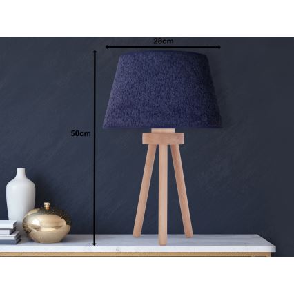 Duolla - Asztali lámpa BOUCLE 1xE27/15W/230V átm. 28 cm kék/fa