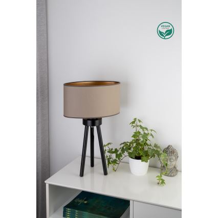 Duolla - Asztali lámpa OVAL VEGAN 1xE27/15W/230V átm. 30 cm bézs