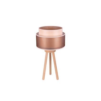 Duolla - Asztali lámpa WOOD BOHO 1xE27/15W/230V átm. 25 cm réz/barna/bézs