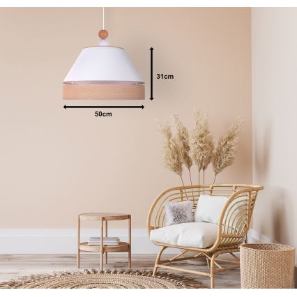 Duolla - Csillár zsinóron AVIGNON 1xE27/15W/230V á. 50 cm fehér/barna