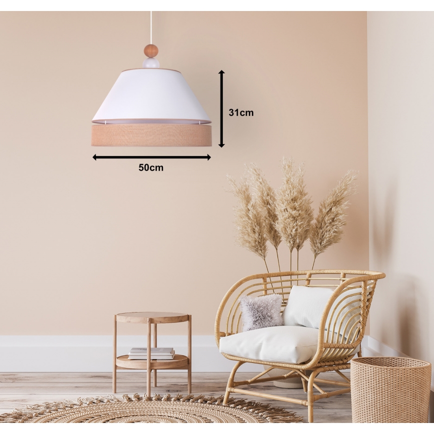 Duolla - Csillár zsinóron AVIGNON 1xE27/15W/230V á. 50 cm fehér/barna
