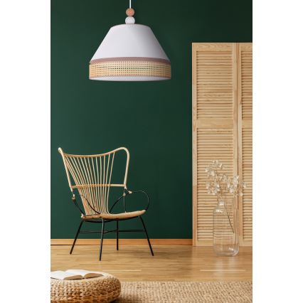 Duolla - Csillár zsinóron AVIGNON 1xE27/15W/230V á. 50 cm fehér/rattan