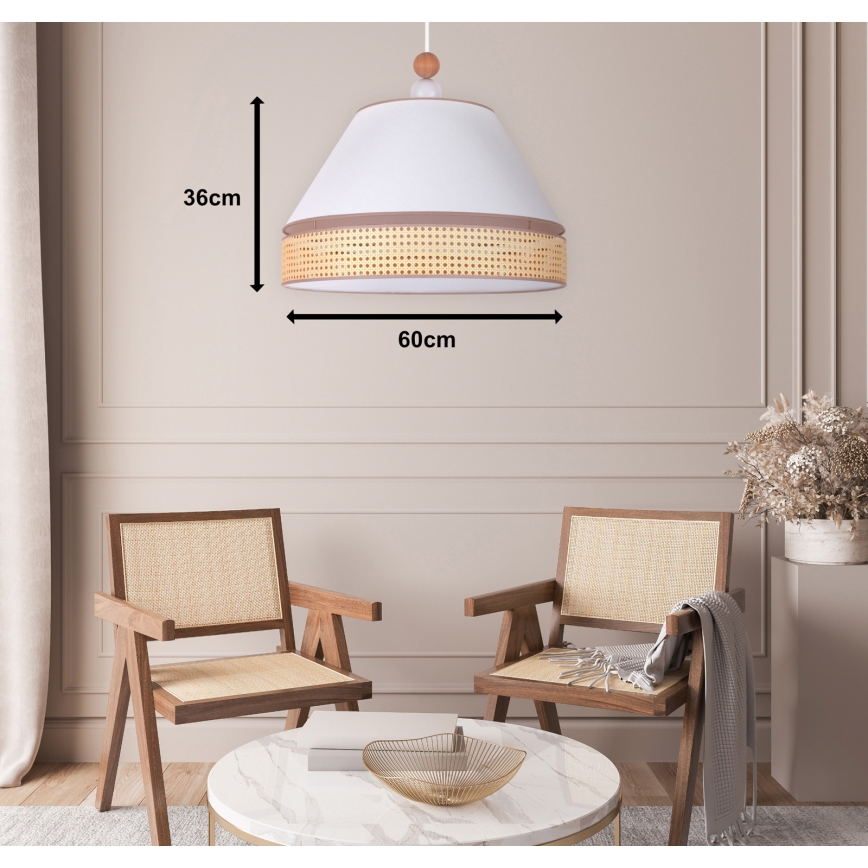 Duolla - Csillár zsinóron AVIGNON 1xE27/15W/230V á. 60 cm fehér/rattan