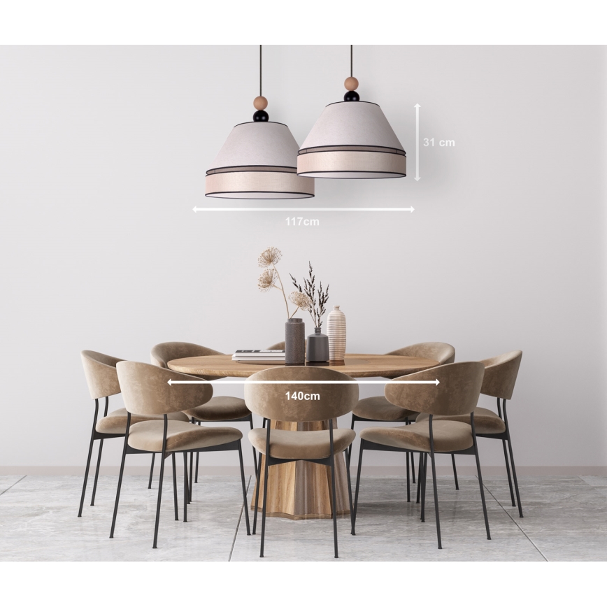 Duolla - Csillár zsinóron AVIGNON 2xE27/15W/230V bézs