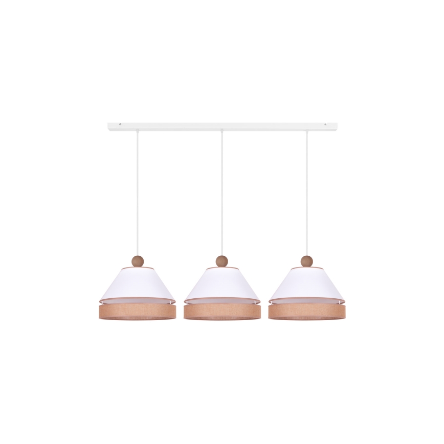 Duolla - Csillár zsinóron AVIGNON 3xE27/15W/230V fehér/barna