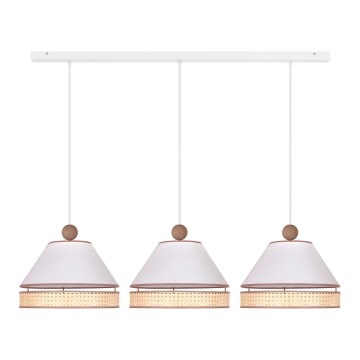 Duolla - Csillár zsinóron AVIGNON 3xE27/15W/230V fehér/rattan