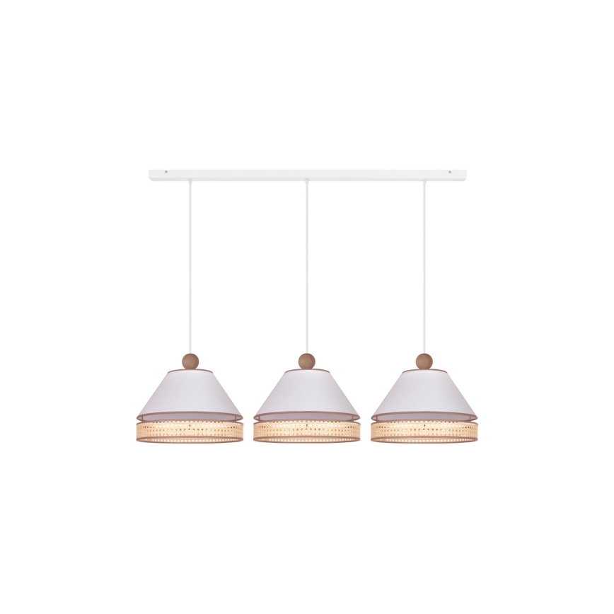 Duolla - Csillár zsinóron AVIGNON 3xE27/15W/230V fehér/rattan