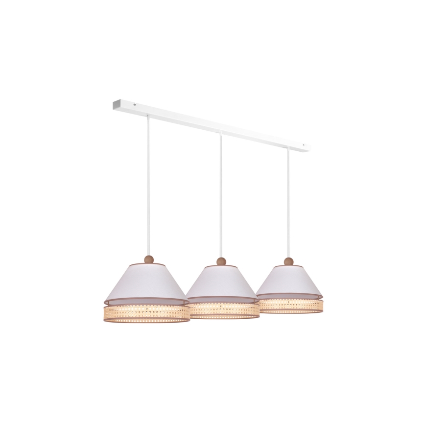 Duolla - Csillár zsinóron AVIGNON 3xE27/15W/230V fehér/rattan