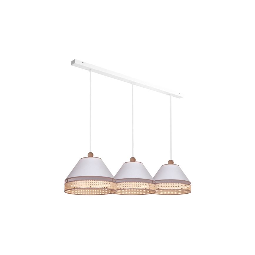 Duolla - Csillár zsinóron AVIGNON 3xE27/15W/230V fehér/rattan