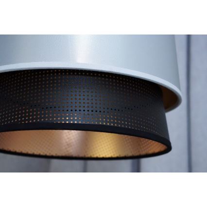 Duolla - Csillár zsinóron BELL SHINY 1xE27/15W/230V átm. 25 cm ezüst/fekete