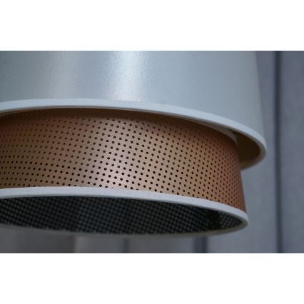 Duolla - Csillár zsinóron BELL SHINY 1xE27/15W/230V átm. 25 cm fehér/réz