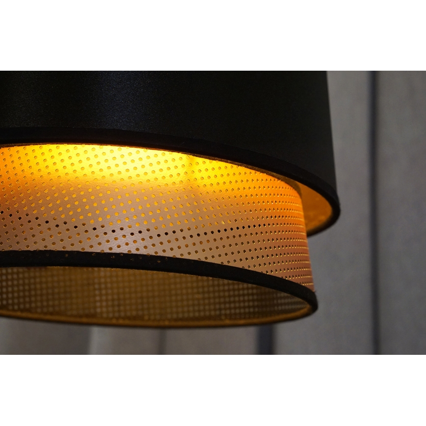 Duolla - Csillár zsinóron BELL SHINY 1xE27/15W/230V átm. 25 cm fekete/réz