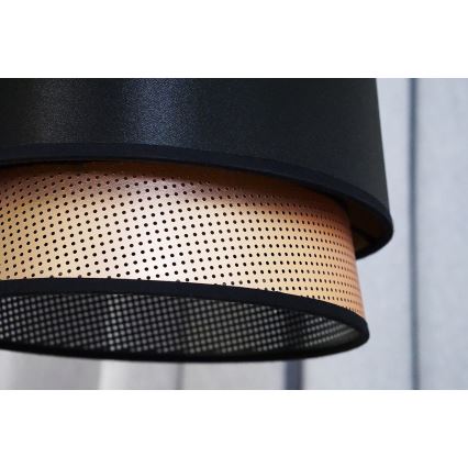 Duolla - Csillár zsinóron BELL SHINY 1xE27/15W/230V átm. 25 cm fekete/réz