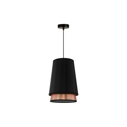 Duolla - Csillár zsinóron BELL SHINY 1xE27/15W/230V átm. 25 cm fekete/réz