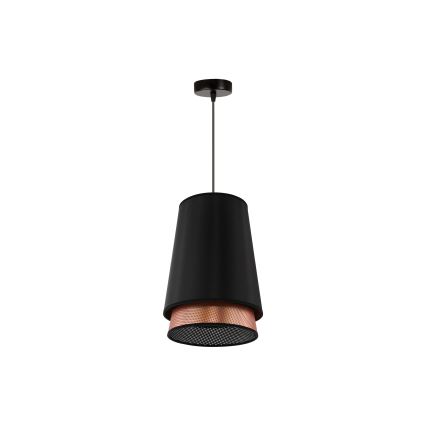 Duolla - Csillár zsinóron BELL SHINY 1xE27/15W/230V átm. 25 cm fekete/réz