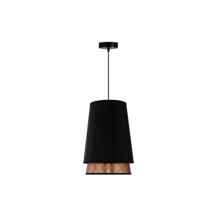 Duolla - Csillár zsinóron BELL SHINY 1xE27/15W/230V átm. 25 cm fekete/réz