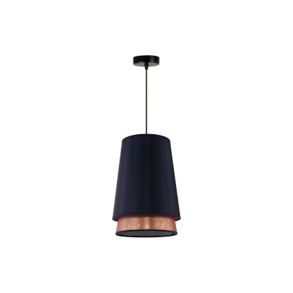 Duolla - Csillár zsinóron BELL SHINY 1xE27/15W/230V átm. 25 cm kék/réz