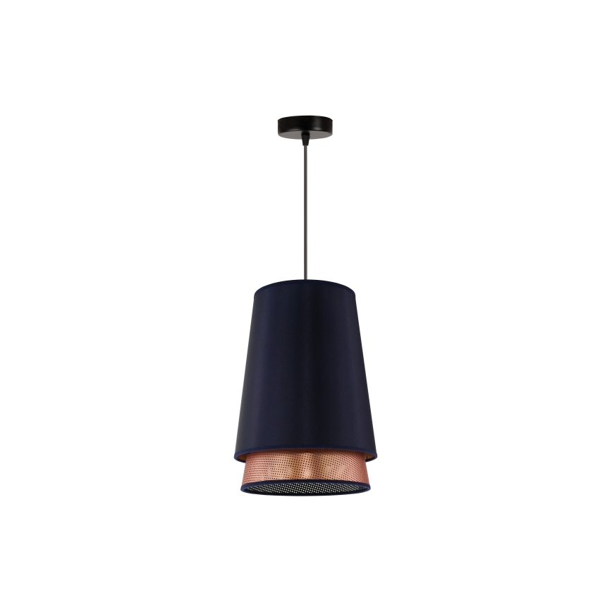 Duolla - Csillár zsinóron BELL SHINY 1xE27/15W/230V átm. 25 cm kék/réz