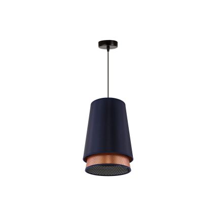 Duolla - Csillár zsinóron BELL SHINY 1xE27/15W/230V átm. 25 cm kék/réz