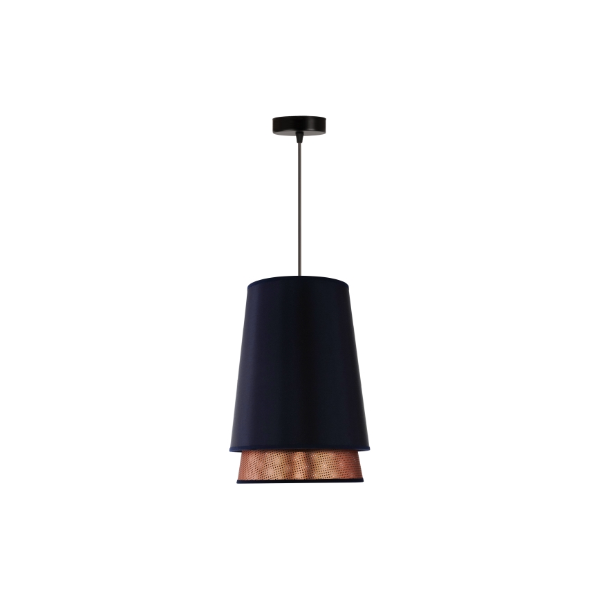 Duolla - Csillár zsinóron BELL SHINY 1xE27/15W/230V átm. 25 cm kék/réz