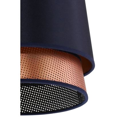 Duolla - Csillár zsinóron BELL SHINY 1xE27/15W/230V átm. 25 cm kék/réz