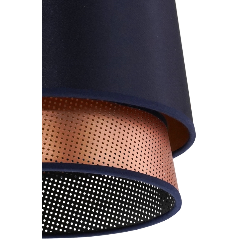 Duolla - Csillár zsinóron BELL SHINY 1xE27/15W/230V átm. 25 cm kék/réz