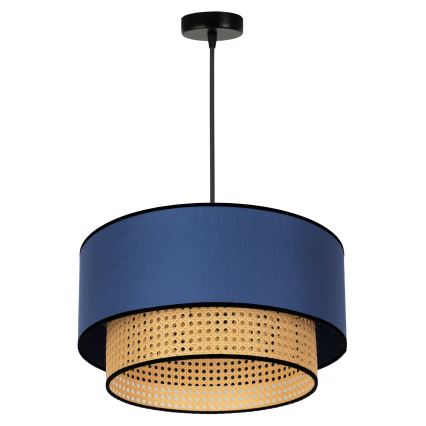 Duolla - Csillár zsinóron BOHO 1xE27/15W/230V átm. 45 cm kék/rattan