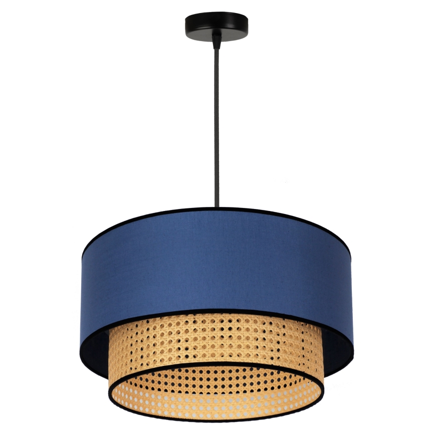 Duolla - Csillár zsinóron BOHO 1xE27/15W/230V átm. 45 cm kék/rattan