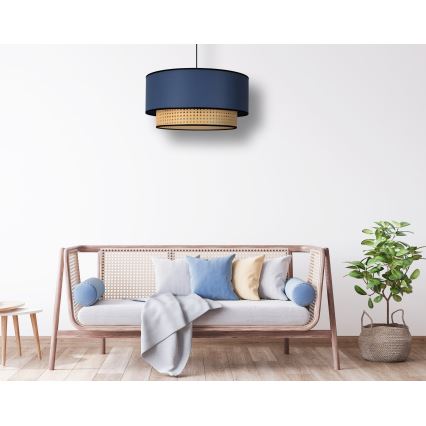 Duolla - Csillár zsinóron BOHO 1xE27/15W/230V átm. 45 cm kék/rattan