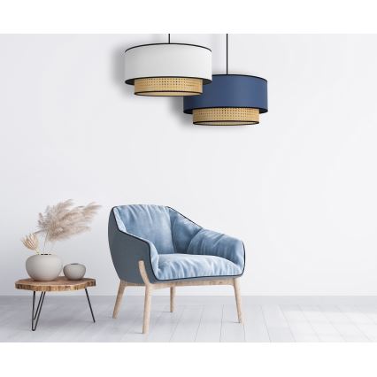 Duolla - Csillár zsinóron BOHO 1xE27/15W/230V átm. 45 cm kék/rattan