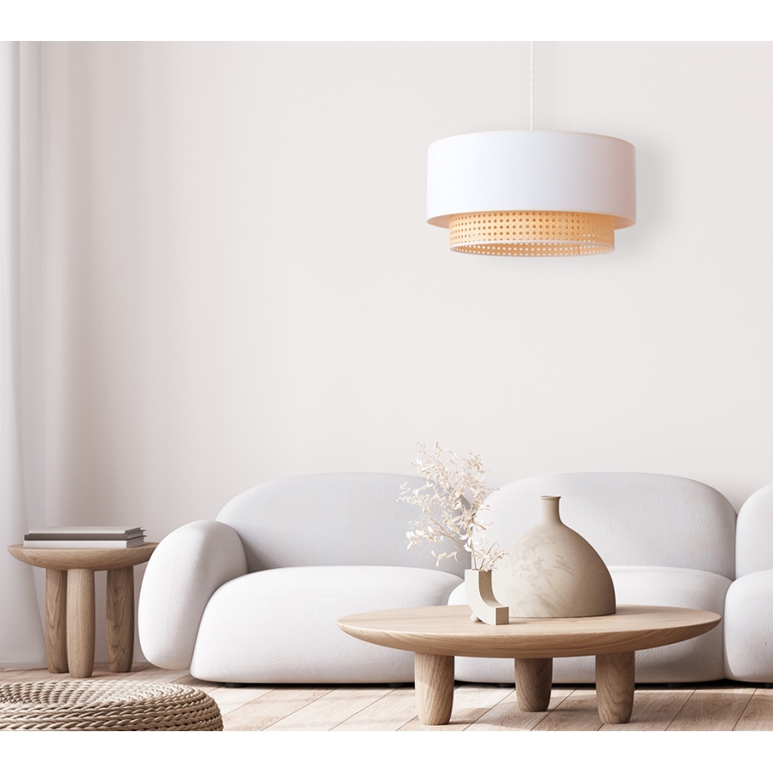 Duolla - Csillár zsinóron BOHO 1xE27/15W/230V átm. 45 cm krémes/rattan