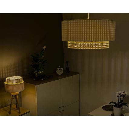 Duolla - Csillár zsinóron BOHO 1xE27/15W/230V átm. 45 cm krémes/rattan