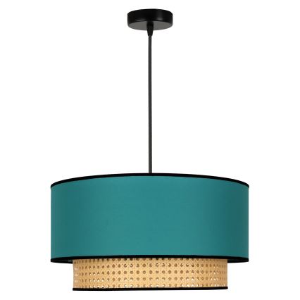 Duolla - Csillár zsinóron BOHO 1xE27/15W/230V átm. 45 cm türkiz/rattan
