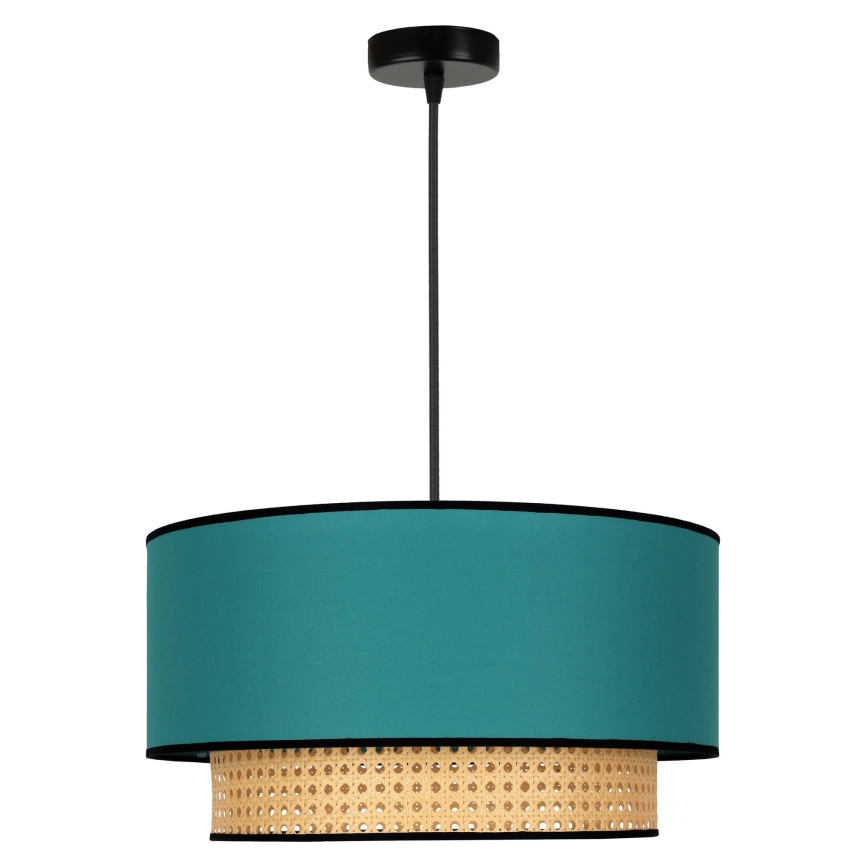 Duolla - Csillár zsinóron BOHO 1xE27/15W/230V átm. 45 cm türkiz/rattan