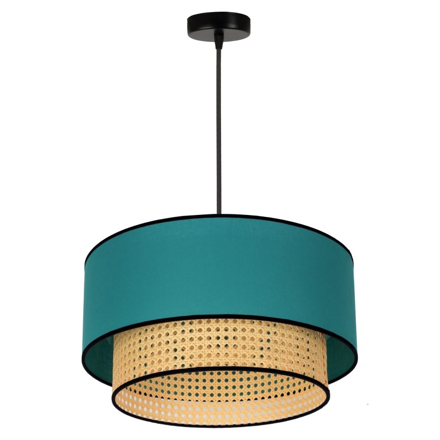 Duolla - Csillár zsinóron BOHO 1xE27/15W/230V átm. 45 cm türkiz/rattan