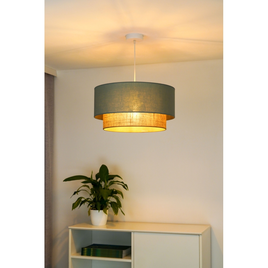 Duolla - Csillár zsinóron BOHO 1xE27/15W/230V átm. 45 cm zöld/barna