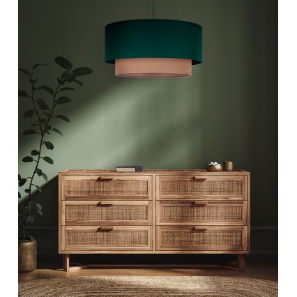 Duolla - Csillár zsinóron BOHO 1xE27/15W/230V átm. 45 cm zöld/barna