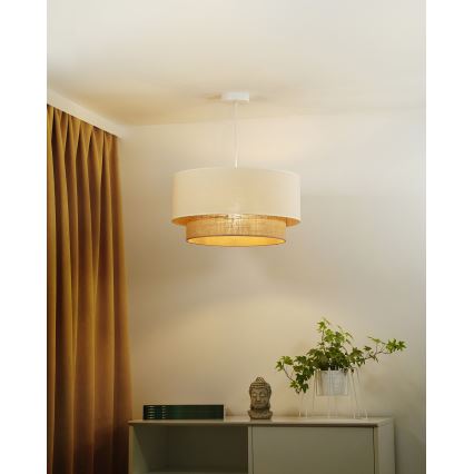 Duolla - Csillár zsinóron BOHO 1xE27/40W/230V átm. 45 cm krémes/barna