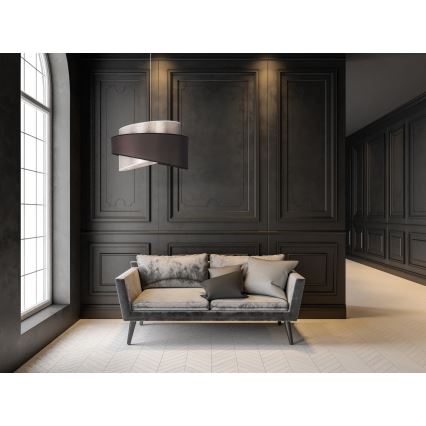 Duolla - Csillár zsinóron BROOKLYN 1xE27/40W/230V átm. 50 cm ezüst/fekete