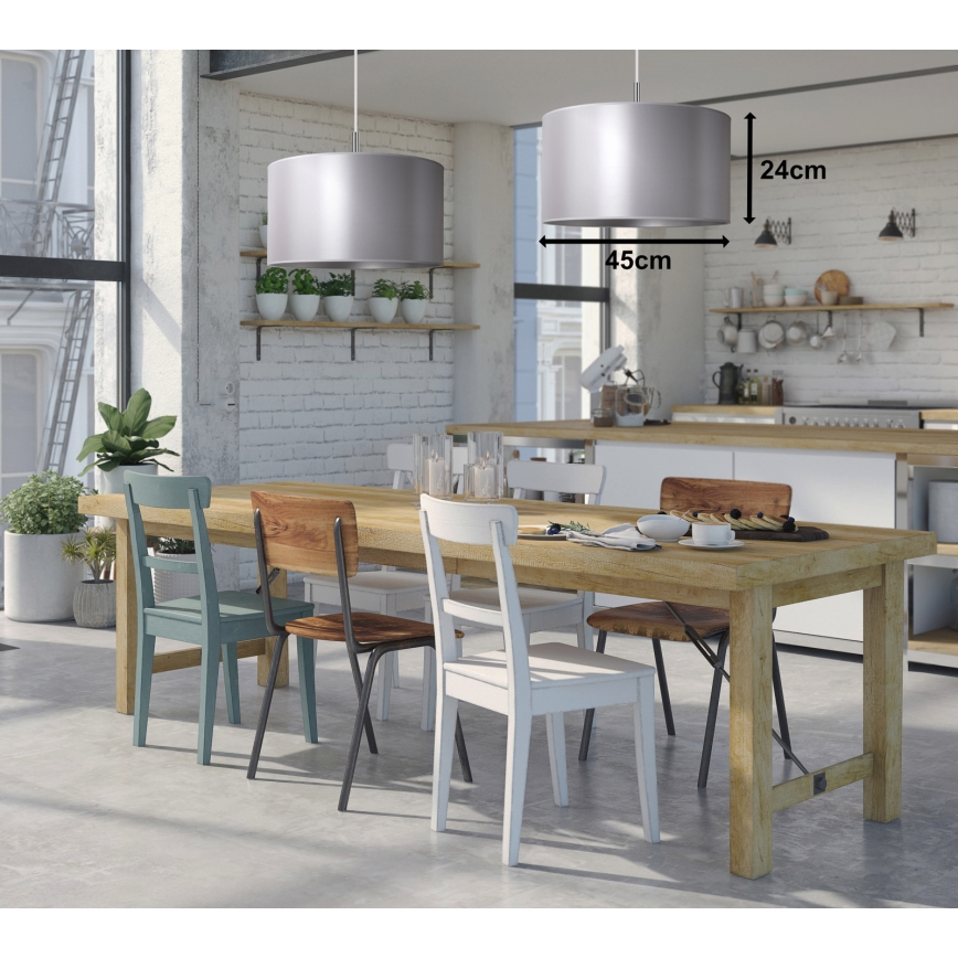 Duolla - Csillár zsinóron CANNES 1xE27/15W/230V á. 45 cm ezüst