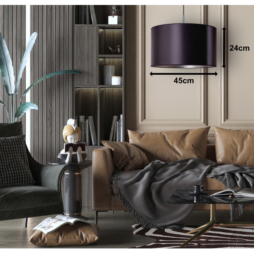 Duolla - Csillár zsinóron CANNES 1xE27/15W/230V á. 45 cm fekete/ezüst