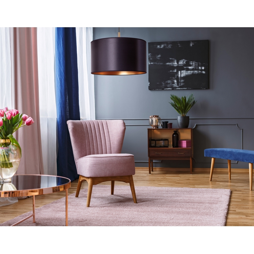 Duolla - Csillár zsinóron CANNES 1xE27/15W/230V á. 50 cm fekete/réz