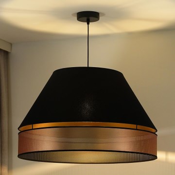 Duolla - Csillár zsinóron COPPER SHINY 1xE27/15W/230V átm. 60 cm fekete/réz
