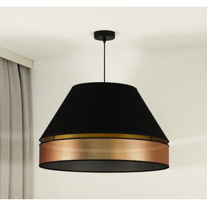 Duolla - Csillár zsinóron COPPER SHINY 1xE27/15W/230V átm. 60 cm fekete/réz
