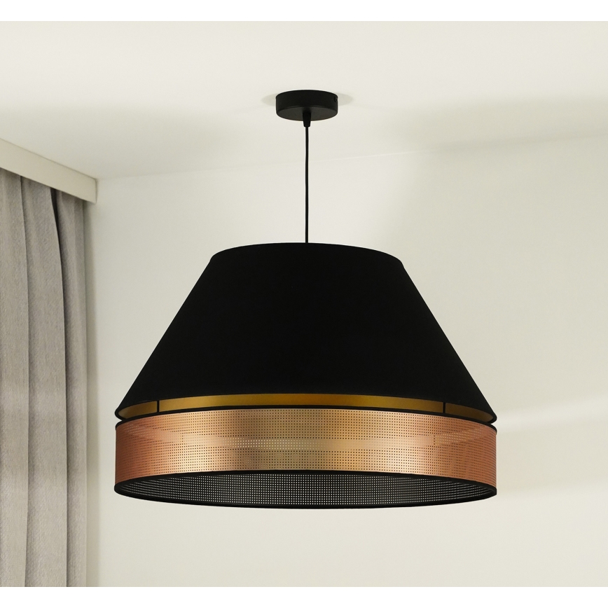 Duolla - Csillár zsinóron COPPER SHINY 1xE27/15W/230V átm. 60 cm fekete/réz