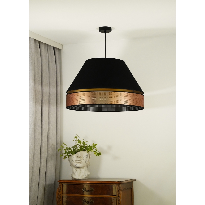 Duolla - Csillár zsinóron COPPER SHINY 1xE27/15W/230V átm. 60 cm fekete/réz