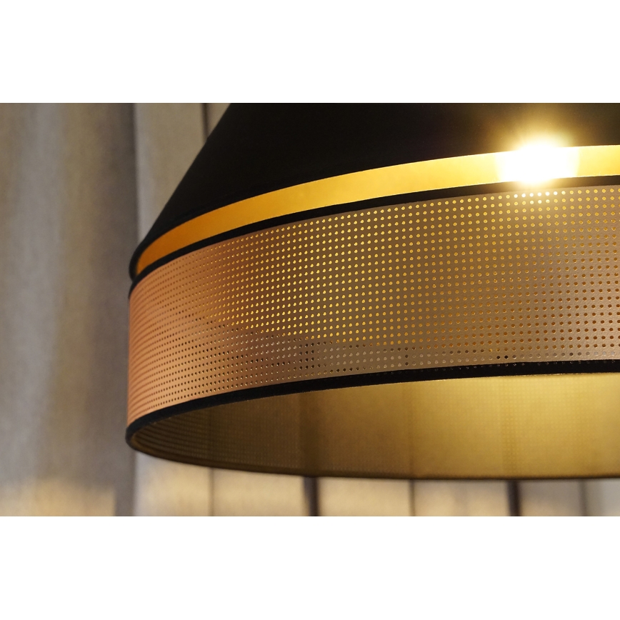 Duolla - Csillár zsinóron COPPER SHINY 1xE27/15W/230V átm. 60 cm fekete/réz