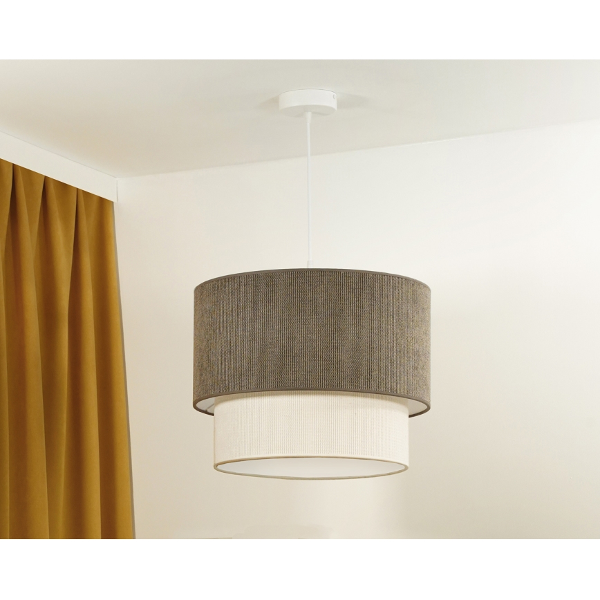 Duolla - Csillár zsinóron CORDUROY 1xE27/15W/230V átm. 40 cm barna/krémes